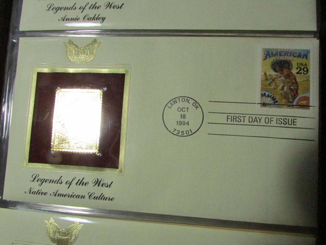 Native File Stamp Golden Replicas of United States Stamps First Day of Issue Gold Stamp ...