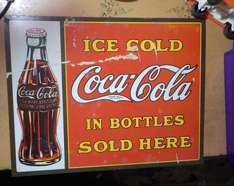 Dollhouse Miniatures Metal Sign Advertising Ice Cold PEPSI COLA 2 1/2" x 2" 