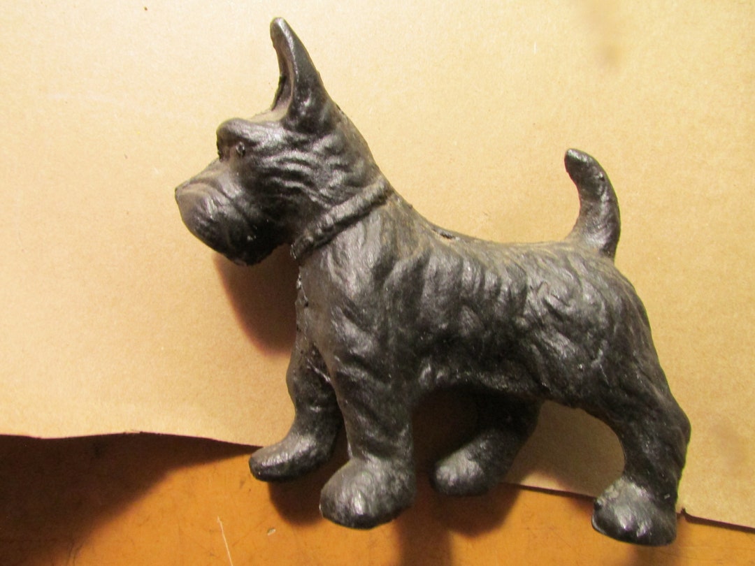 Vintage Solid Cast Iron Black Scottie Dog Scottish Terrier Figurine 4 ...