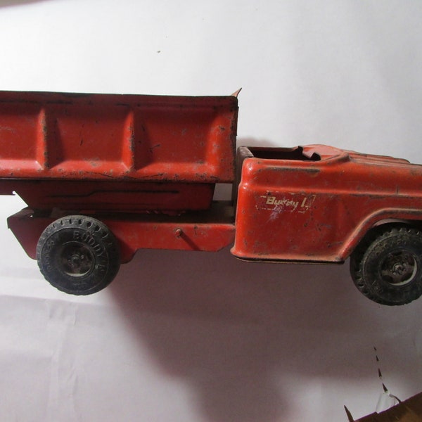 Vintage Buddy L Dump Truck Red Pressed Steel As Is As Seen Free USA Shipping