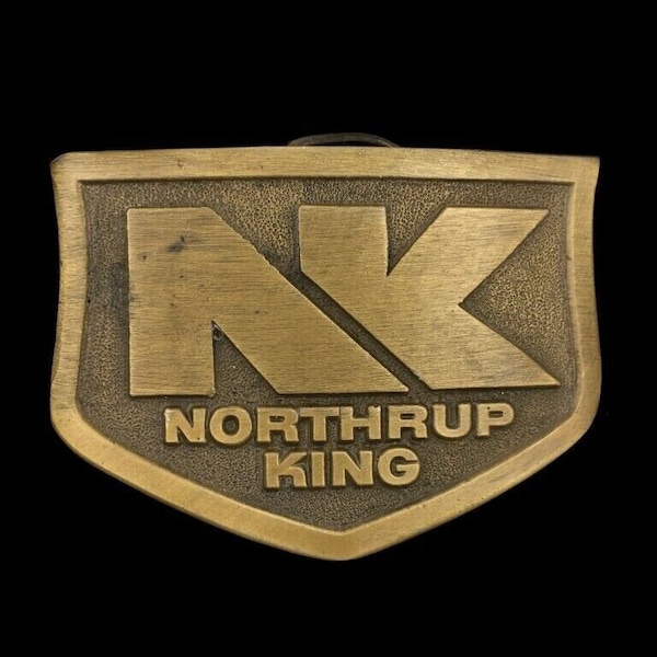 Vintage Northrup King Seed Feed Farm Ag Brass Belt Buckle 3" x 2" Free USA Shipping