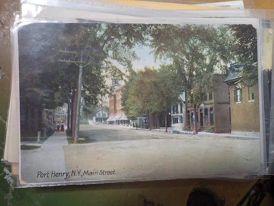 Vintage 1911 Main Street Port Henry New York Postcard Free USA Etsy