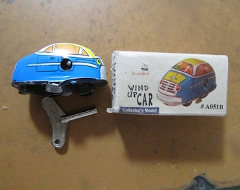 Vintage Tin Treasures Wind Up Car A051B Made In India Mint In Box Free USA Shipping
