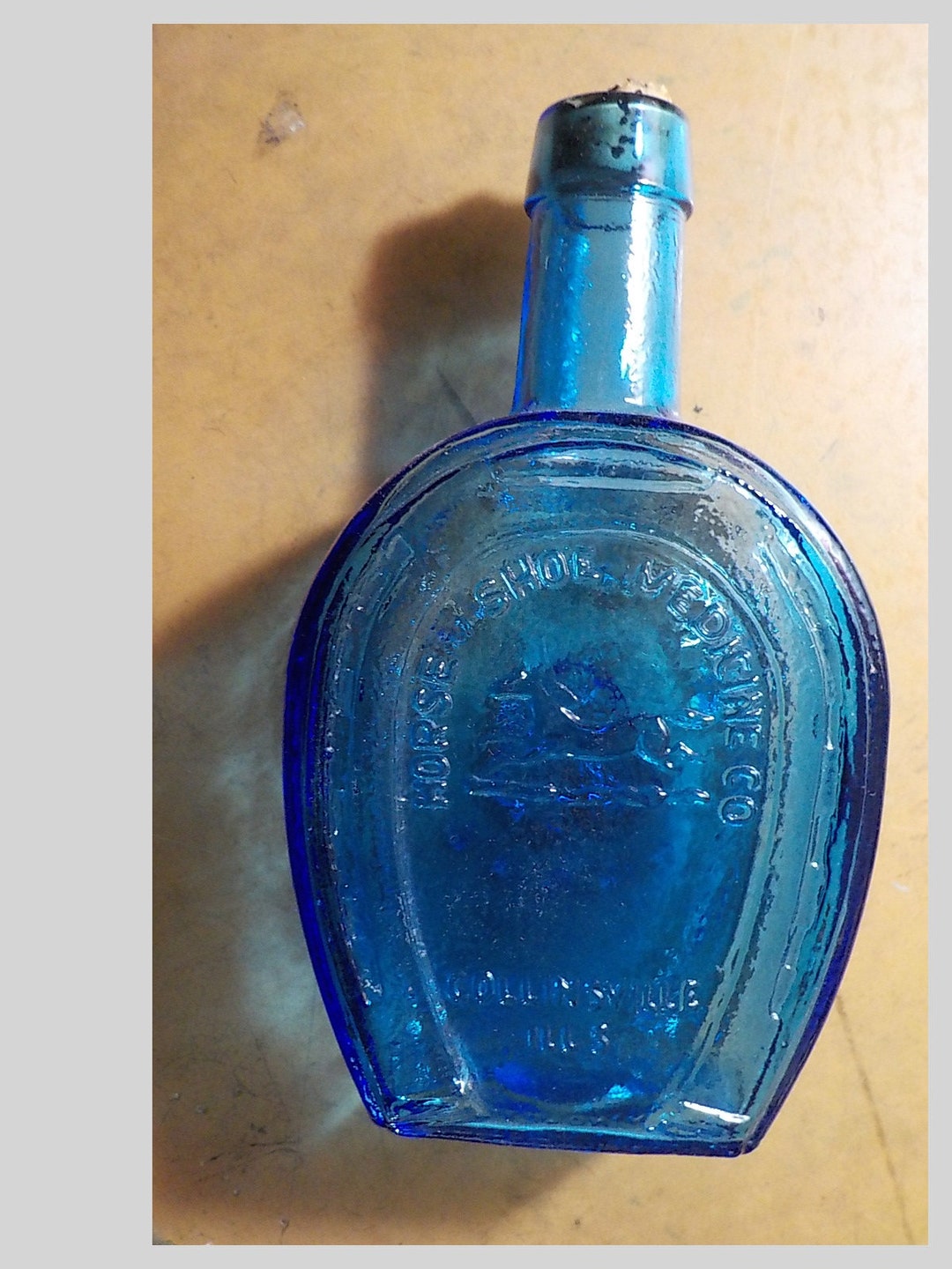 Vintage Horse Shoe Medicine Co Horse Shoe Bitters Blue Bottle With Cork Free USA Shipping Etsy