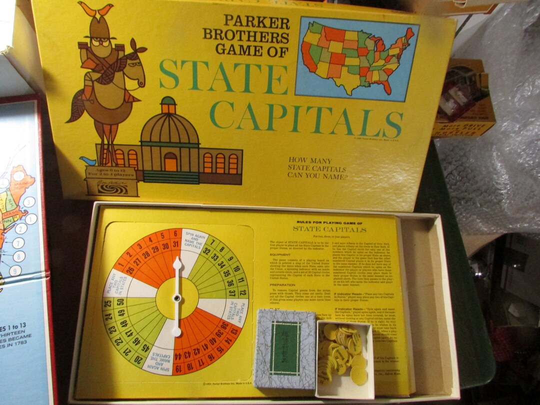1966 Parker Brothers State Capitals Board Game Complete Free USA ...