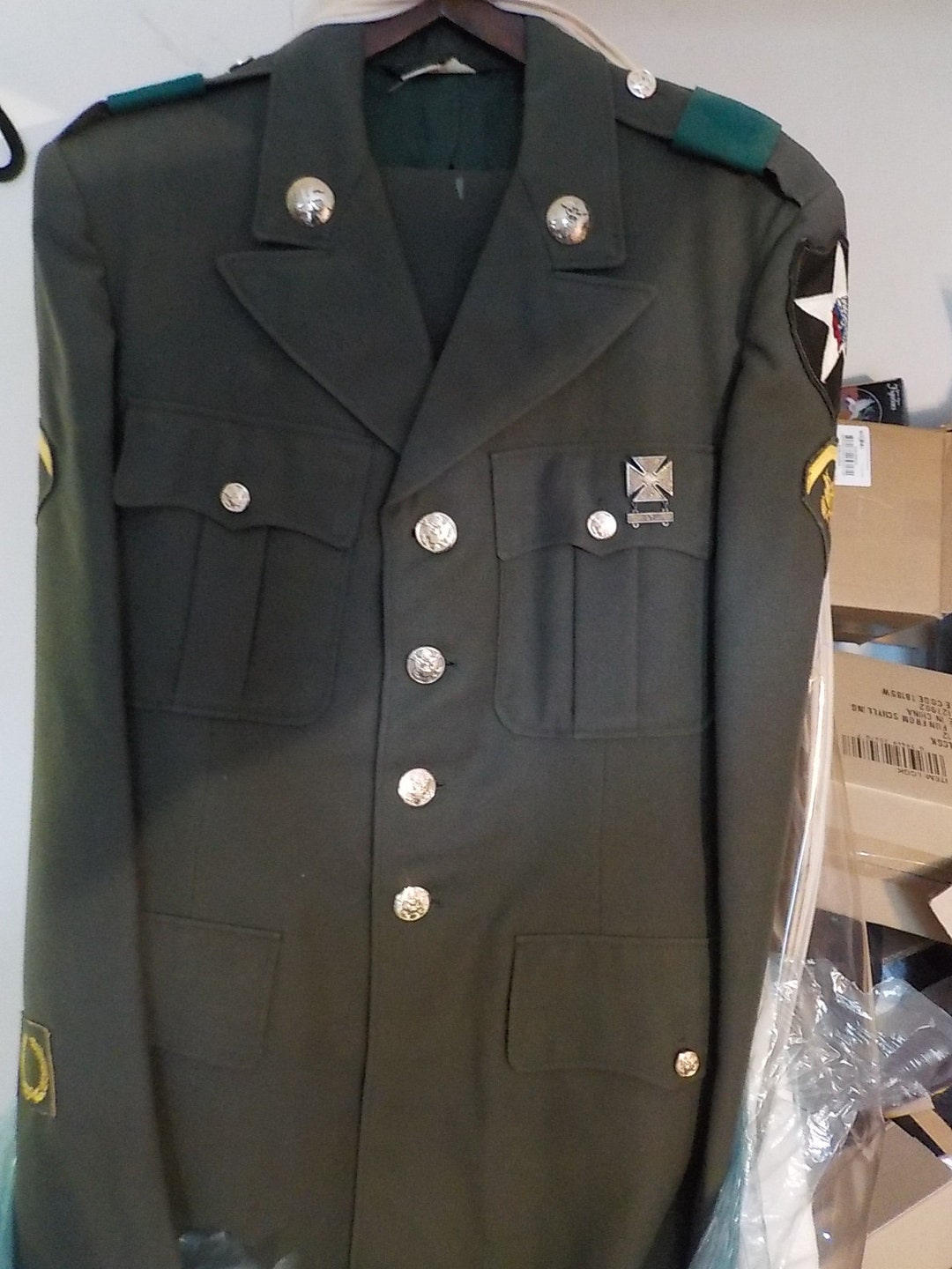 1965 1967 Military Army Green Dress Coat With Dress Pants & Patches 39 Long Excellent Condition Free USA Shipping 1965 1967 Military Army Green Dress Coat With Dress Pants & Patches 39 Long Excellent Condition Free USA Shipping