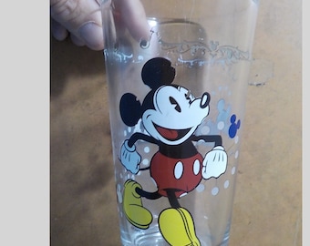 Vintage Mickey Mouse Drink Glass Pint Free USA Shipping