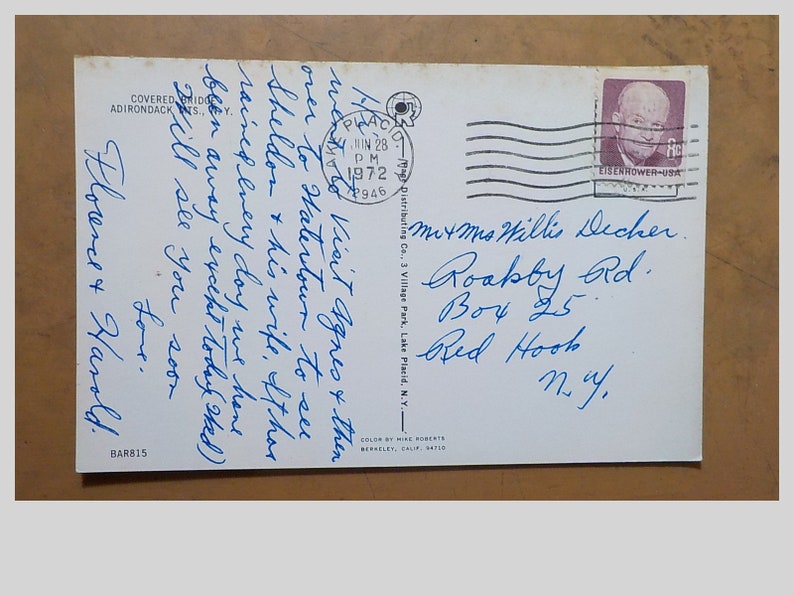 Vintage 1972 Covered Bridge Adirondacks Mts New York Postcard Tourist Souvenir Free USA Shipping