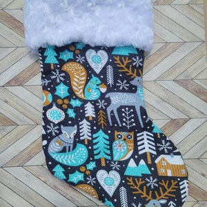 Woodland, modern, forest,animals 17 inch christmas stocking