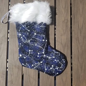 Stocking,Constellation,17 inch,lined faux fur trim, glow in the dark, Christmas image 2