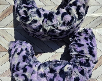 Gotas de agua supersuaves con estampado de guepardo morado para patines de hielo