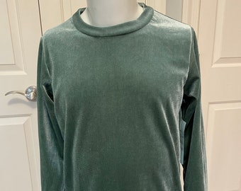 Boys Sage Green Stretch Velvet Figure Skating Shirt - Size 6