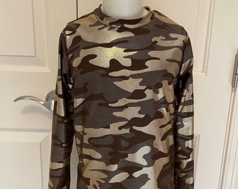 Boys Metallic Gold Camo Figure Skating Shirt: Size 7/8 Dance Competition