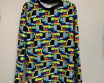 Boys' Figure Skating Shirt: Multicolored Print, Size 7/8, Crystals