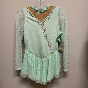 Girls Size 8 Ice Skating Dress: Mint Green Competition Costume