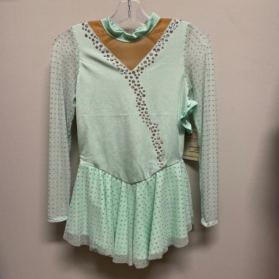 Girls Size 8 Ice Skating Dress: Mint Green Competition Costume - Etsy