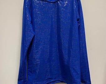 Boys blue Figure Skating Competition Shirt: shiny dots, Size 7/8