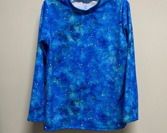 Boys Figure Skating Shirt: Celestial Stars Print, Size 6