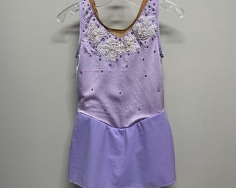 Lavender Ice Skating competition Dress: Girls Size 8, sleeveless, crystals
