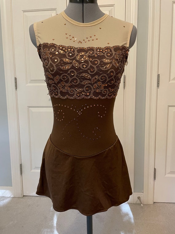 Brown Lace Ice Skating Dress: Adult XS Competition Costume - Etsy Brown Lace Ice Skating Dress: Adult XS Competition Costume - Etsy