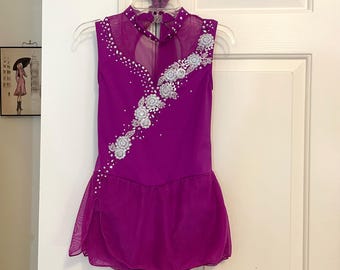 Girls Size 12 Ice Skating Dress: Berry Rosebud Competition Costume