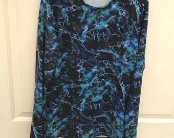 Boys Size 10 Ice Figure Skating Shirt, Black Abstract Print, Dance, Competition Wear