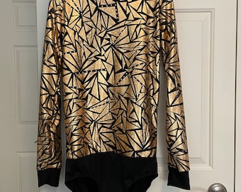 Men's small figure Skating Shirt: Gold Abstract Triangles, Competition