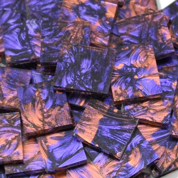 Violet & Copper Van Gogh Stained Glass Mosaic Tiles