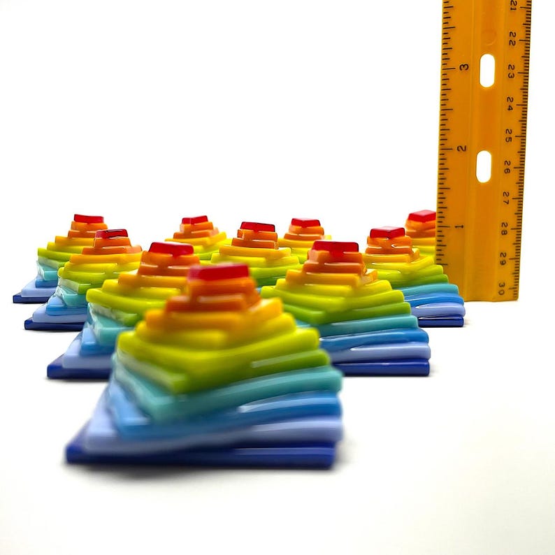 Pyramid Ruler NEW Fused Stained Glass RAINBOW Spiral Stack, 1pc - Etsy