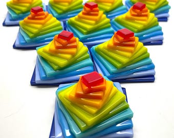 NEW Fused Stained Glass RAINBOW Spiral Stack, 1pc