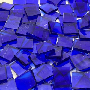 Cornflower Blue Hammered Hand Cut, Stained Glass Mosaic Tiles