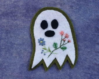 Ghost Flowers Hand-Embroidered Felt Patch