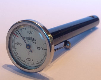 1930s British Rototherm Scientific Probe Thermometer. Brewing Thermometer. Rototherm Scientific Instruments. Pocket Scientific Thermometer.