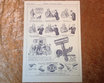 1938 Eclipse Red Ring Razor Advertisement. Facsimile Copy! Shaving Ephemera. Red Ring Razor Advertisement. Eclipse Razor Advertisement.