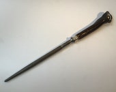 Edwardian Knife Steel by A.Brooksbank G.Butler 1920. Silver Mounted Stag Antler. Defiance Knife Sharpening Steel. Antique Butchers Steel.