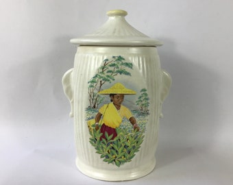 1950s SylvaC Ware Elephant Tea Caddy 3372. Retro Kitchen Storage. Ceramic Ceylon Tea Garden Tea Caddy. SylvaC Pottery. MidMod Kitchen Decor