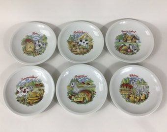 Limoges Porcelaine de Sologne French Cheese Plates x Six c1970s. Charcuterie Cheese Servers. Mid Century Modern Dining. Fromages Francais.