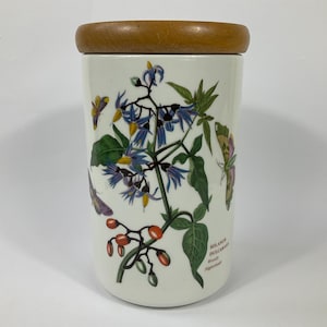 Portmeirion Botanic Garden Vorratsdose c1972. Große Größe Woody Nachtschatten mit Motten. Retro Utensilienhalter/Topf/Vase. Susan Williams Ellis.