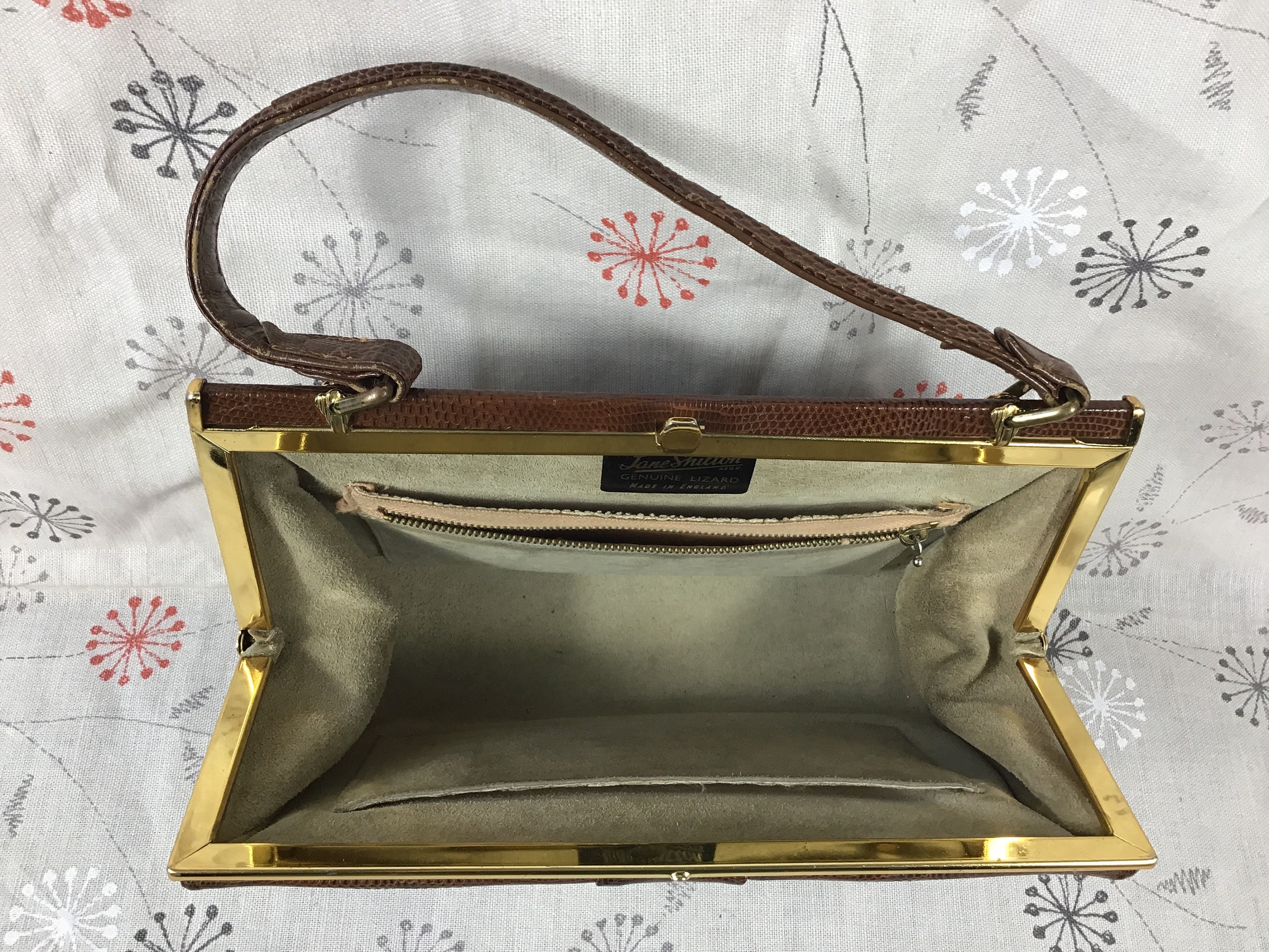 1960s Jane Shilton Genuine Lizard Skin Designer Hand Bag/purse