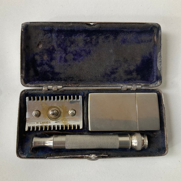 1921 Canadian Gillette Old Type Single Ring Pocket Edition 501 Set. Shell Case. Men’s Traditional Retro Safety Razors. Shaving Gifts For Men