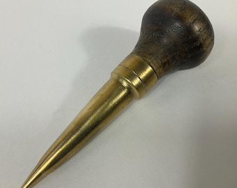 Antique Victorian Brass Sailmakers Awl c1850s. English Maritime Memorabilia. Sailors Mending Hook Awl. Fishing Net or Leather-craft Tools.