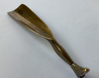 Antique Bronze Ladies Leg Shoe Horn c1870-90. Victorian Gentleman's Curio Cabinet. 19th C Costume. Retro Shoe Store Accessories. Xmas Gifts.