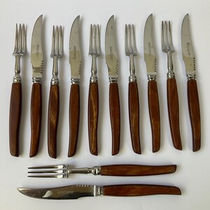 Juego de filete de acero inoxidable "Glosswood" de Richards of Sheffield de la década de 1960 para 6 personas. Comedor moderno de mediados de siglo. Cubiertos vintage. Regalos retro para bodas y para un nuevo hogar.