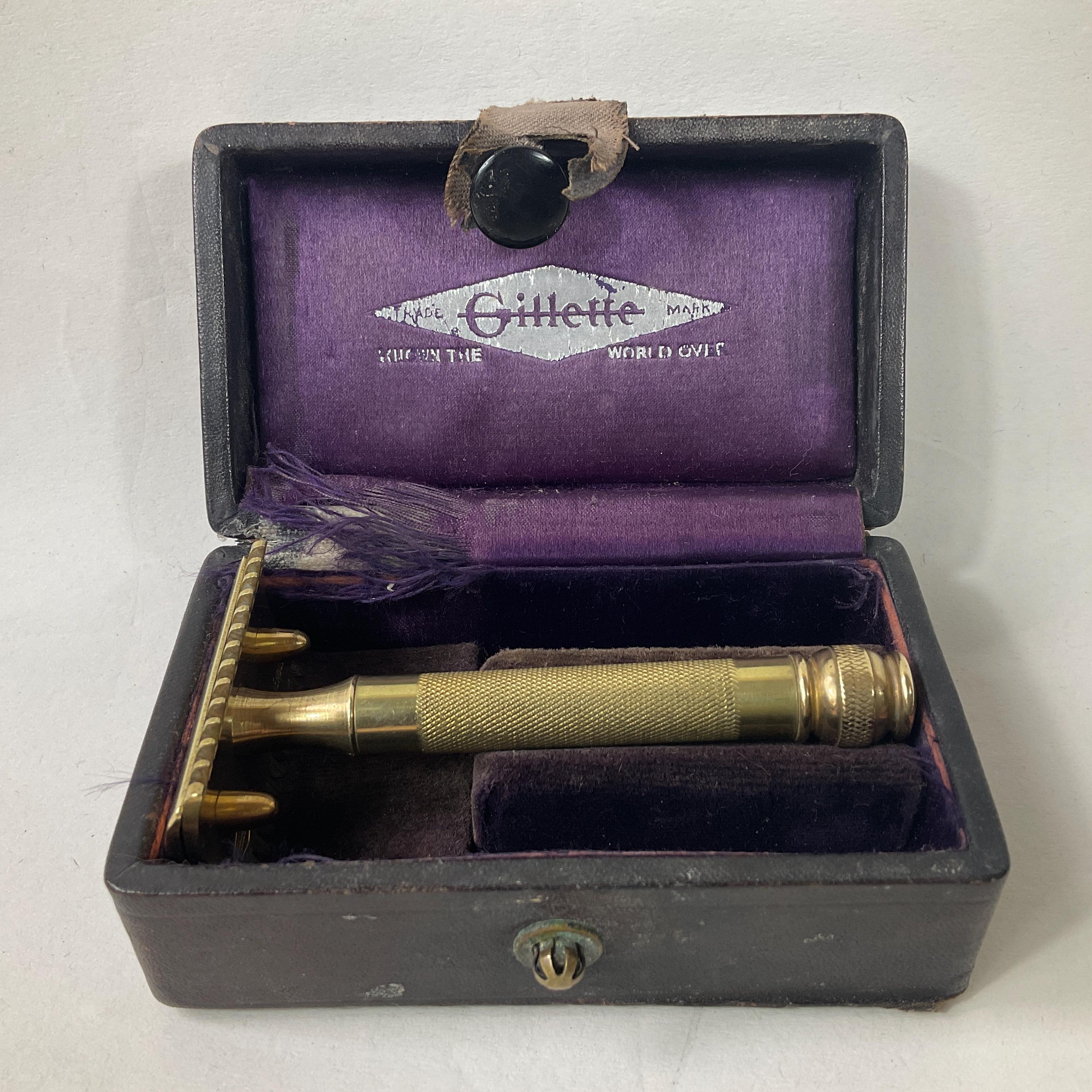 Gold Plated Gillette Old Type DE Razor Set C1921-28. Men's