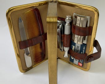 1950s Gillette Pocket Travel Shaving Case. Men's Grooming Kit