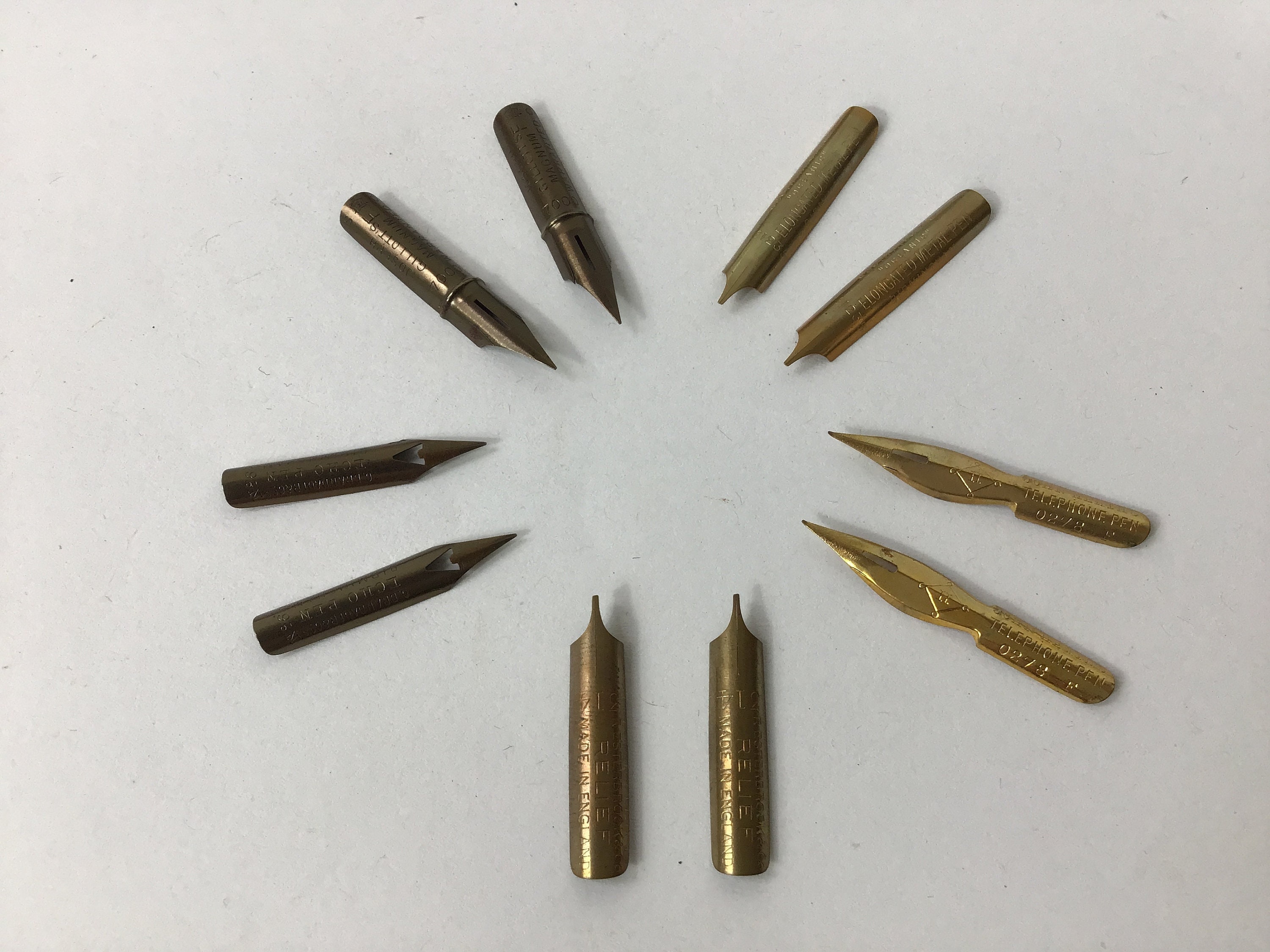 Ten Antique Dip Pen Nibs, Choice of Assortment