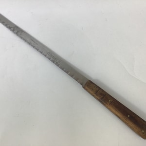The Granton Knife Stainless 17.5” Professional Delicatessen-Chef-Butcher Knife c1928-37. Retro Sheffield Kitchen Knives. Granton Grind Knife