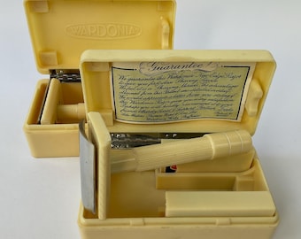 1 x Wardonia Cream Bakelite Devon Rasierhobelset c1930s. Herrenrasur . Seltene Rasierhobel. Mittelalterliches Kostüm-Zubehör. WW2 Rasiermesser