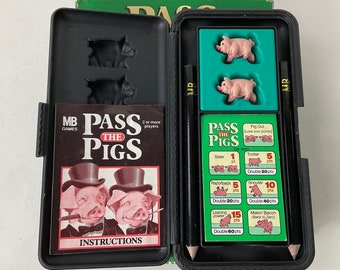 1984 "Pass the Pigs" by M.B.Games. The Best Pocket Game Ever! Retro Family Travel Games. Children & Adult Toys. Retro Party Gambling Games.