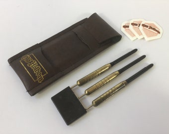 Cased Darts Set Advertising Old Holborn Hand Rolling Tobacco c1960s. Mid Mod Retro Brass Darts Set. Medium 22g Weight. Retro Gifts For Men.